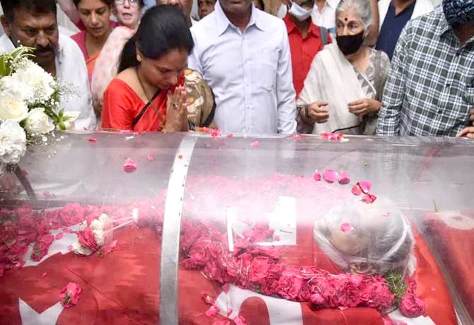 MLC Kavitha Tribute to demise of Mallu Swarajyam