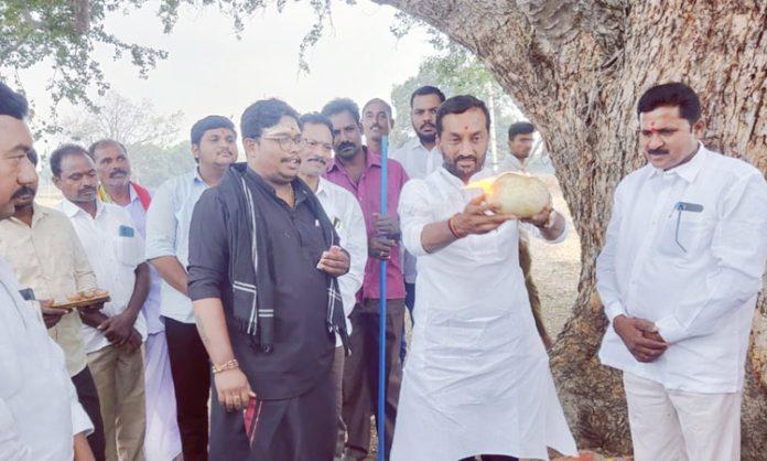 MLA performed Bhumi Pooja for Pochamma temple