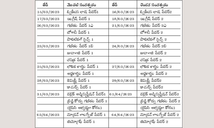 Inter exams from March 15