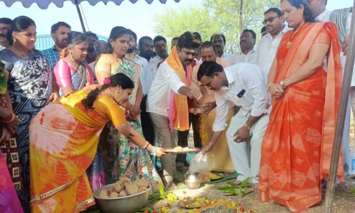 MLA Rasamayi Bhumi Puja for Gram Panchayat Buildings