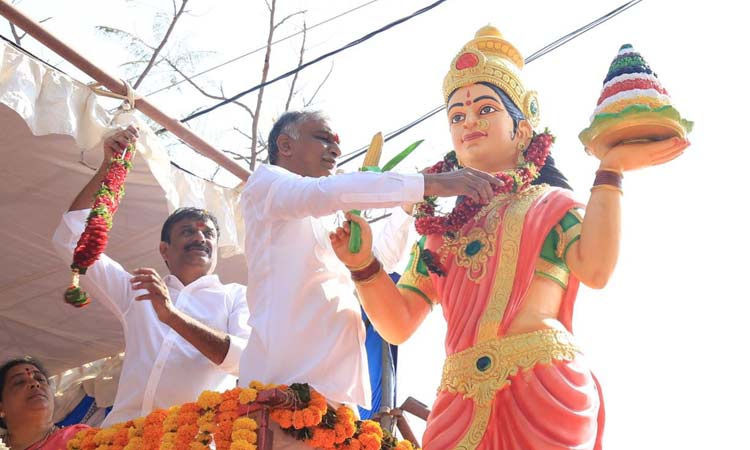 Minister harish rao Inarugrates Telangana Talli Statue  