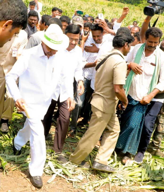 CM KCR tour hailstorm affected areas