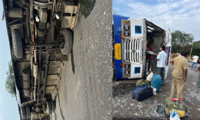 Lorry collided bus in Bhadradri