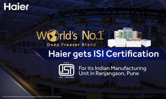 Deep Freezer Brand Haier gets ISI Certification