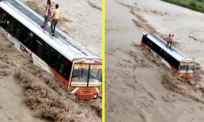 Bus Gets Stuck on Road After River Overflows in Bijnor