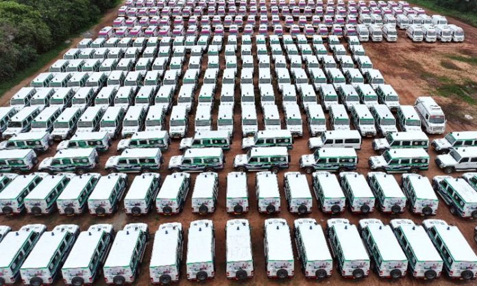 CM KCR flags off 108 and Amma Vodi vehicles