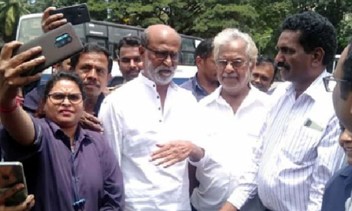 Rajinikanth visits BMTC bus depot in Bengaluru