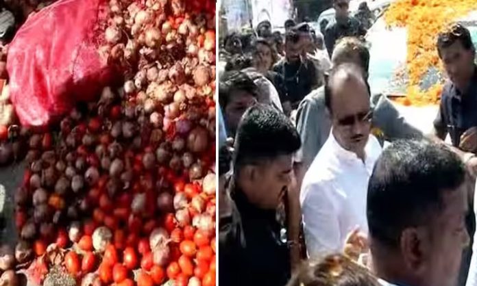 Ajit Pawar convoy attacked with onions and tomatoes