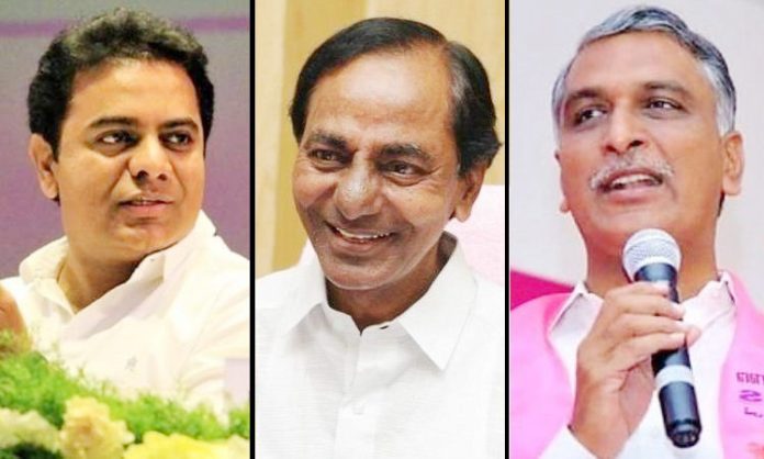 CM KCR Meeting with ktr and harish rao at pragathi bhavan