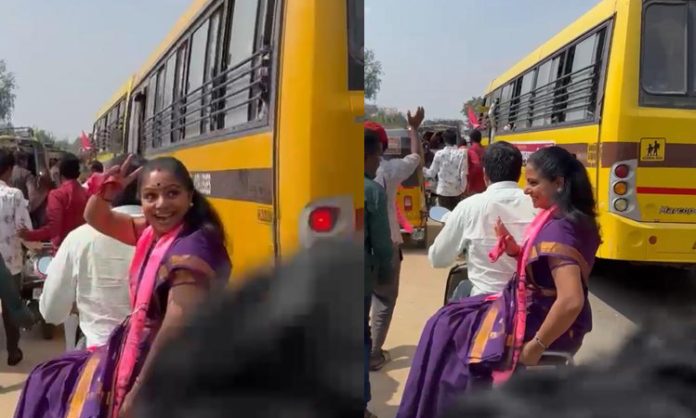 MLC Kavitha attend by bike to Bodhan BRS Candidate Nomination