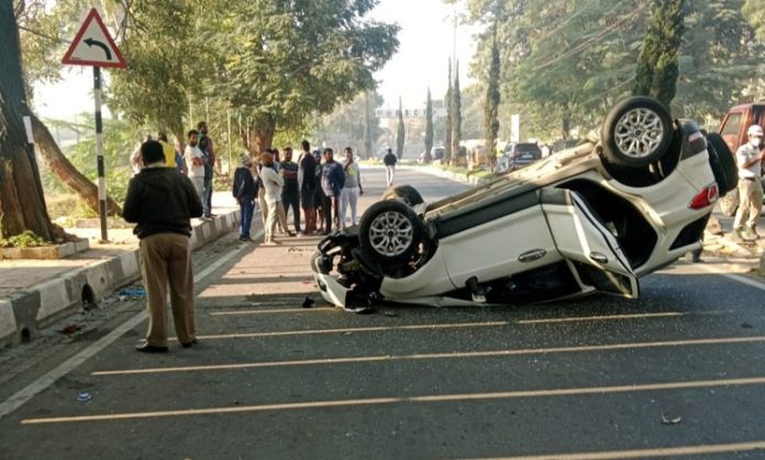 Car accident in Gachibowli