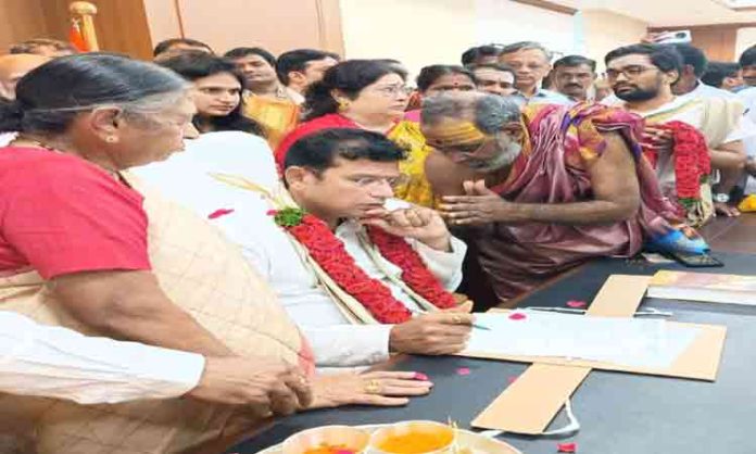 Sridhar Babu took charge as the IT and Industries Minister