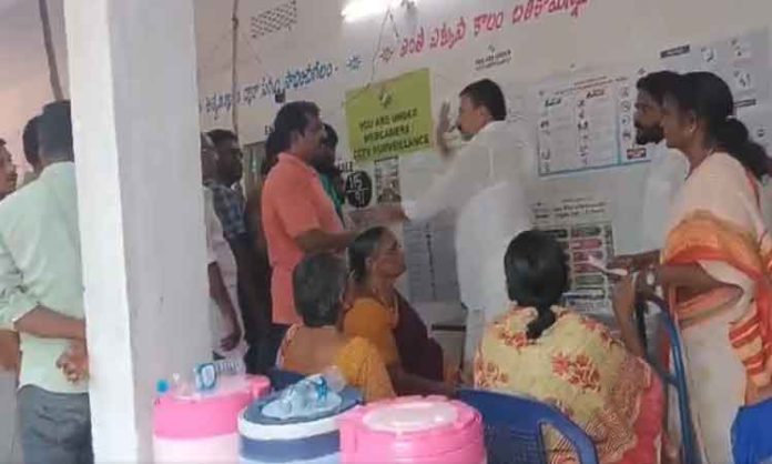 MLA Annabattuni manhandled a voter in Tenali