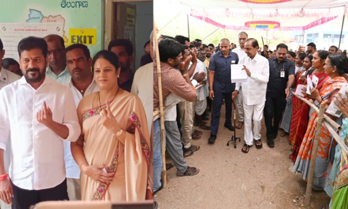 Revanth reddy and kcr cast vote