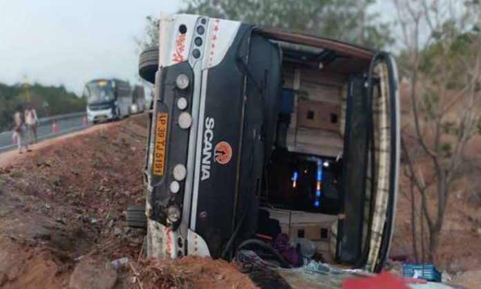 Bus roll over in Mahaboobnagar