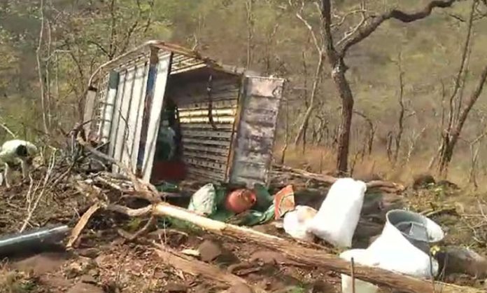 Vehicle overturns in Srisailam