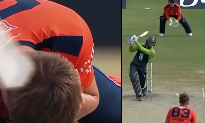 Bowler injured in batsman hits ball