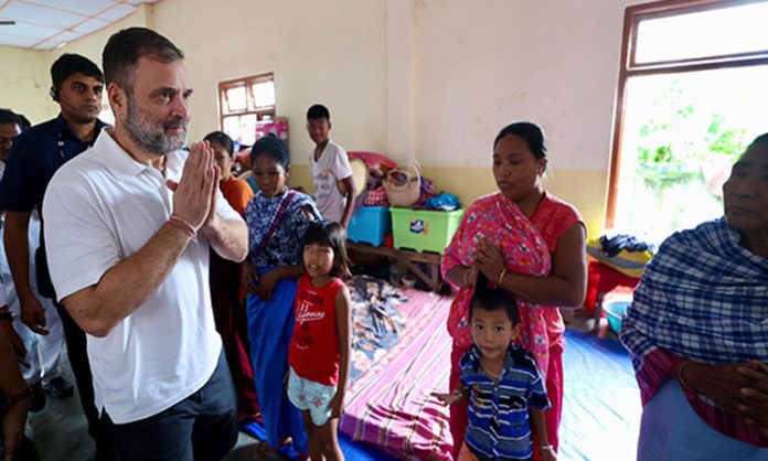 Rahul meets victims of Manipur