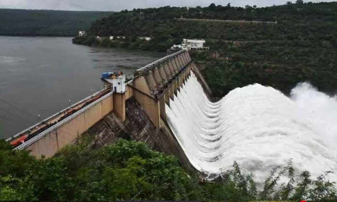 Srisailam Project 10 Gates Open due to huge flood water