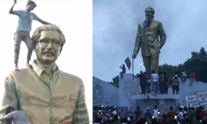 Mujibur Rahman statue destroyed