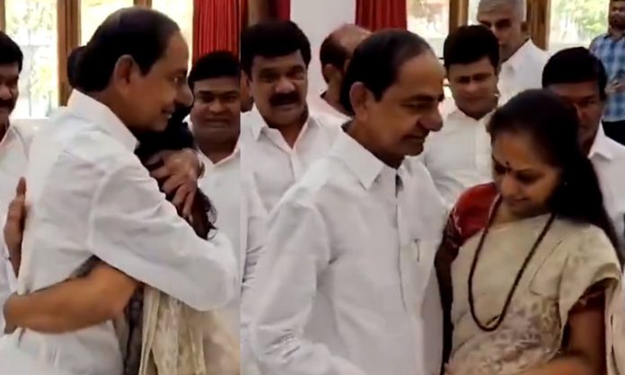 KCR emotional with MP Kavitha