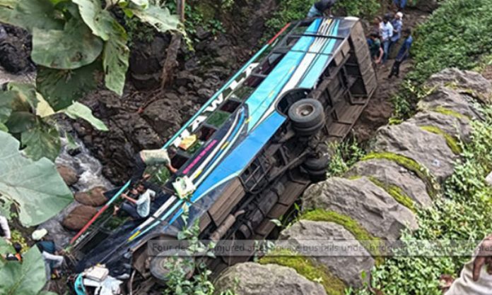 private bus falls under bridge in Amravati