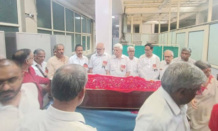 Tributes to Yechuri at CPM office