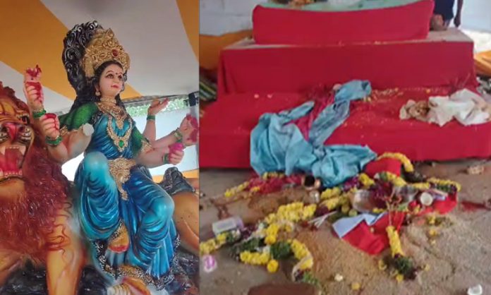 Goddess statue vandalized at Nampally exhibition grounds