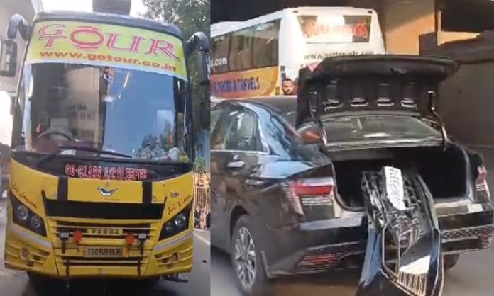 Travels bus crash at ESI Metro station