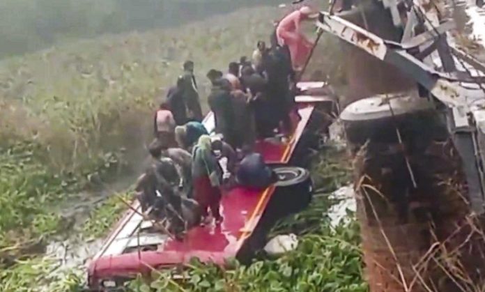 Bus fell into canal