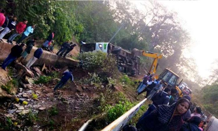 bus overturns in Koraput district in Odisha