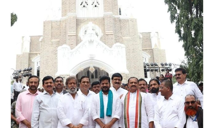 Revanth Prayers at Medak Cathedral Church