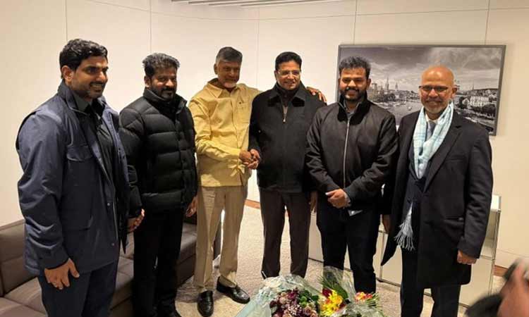 దావోస్ పర్యటనలో కలుసుకున్న తెలుగు రాష్ట్రాల సిఎంలు