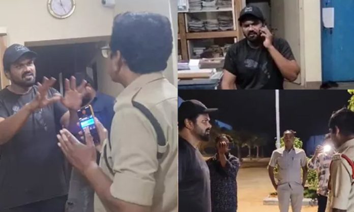 manchu manoj strike in Police station