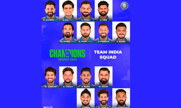 Team India players for Champion trophy